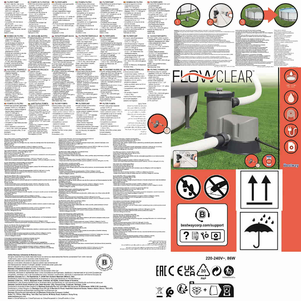 Bestway Pompa con Filtro per Piscina Flowclear 5678 L/h 92809