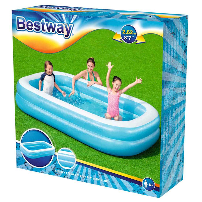 Bestway Piscina Gonfiabile Rettangolare 262x175x51 cm Blu e Bianca 92107