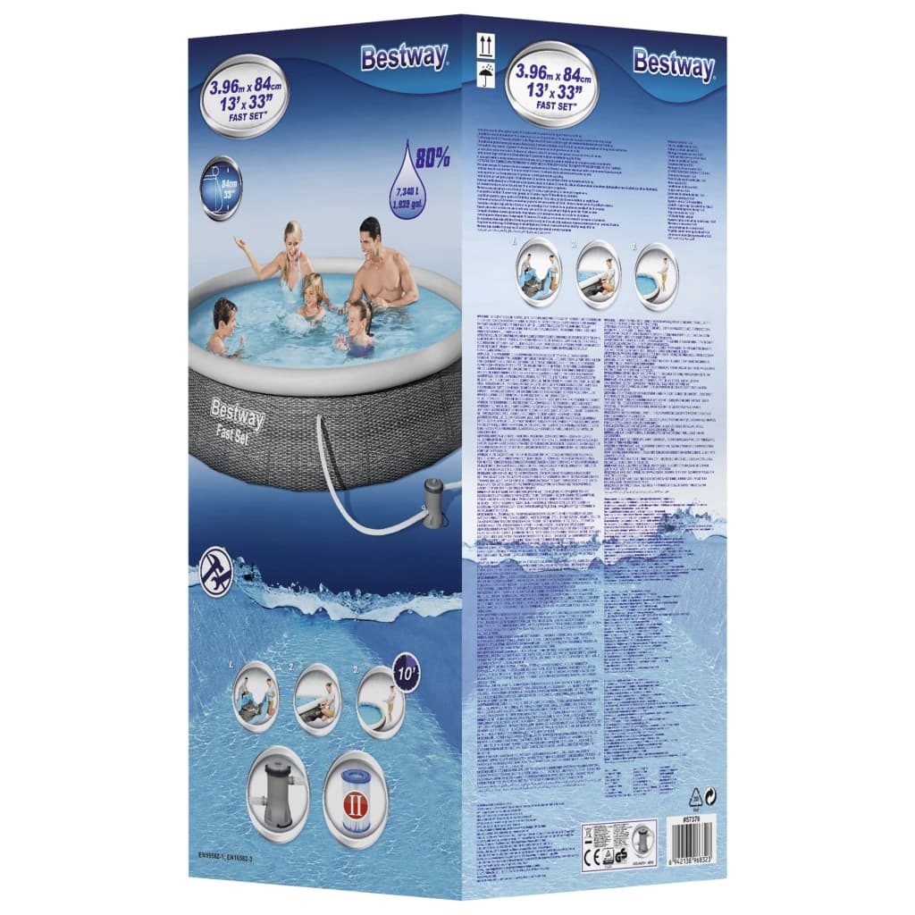 Bestway Set Piscina Gonfiabile Fast con Pompa 396x84 cm cod mxl 67451