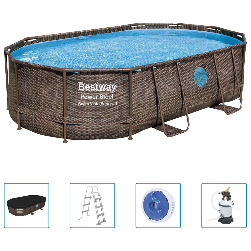 Bestway Set Piscina Power Steel 488x305x107 cm cod mxl 25497