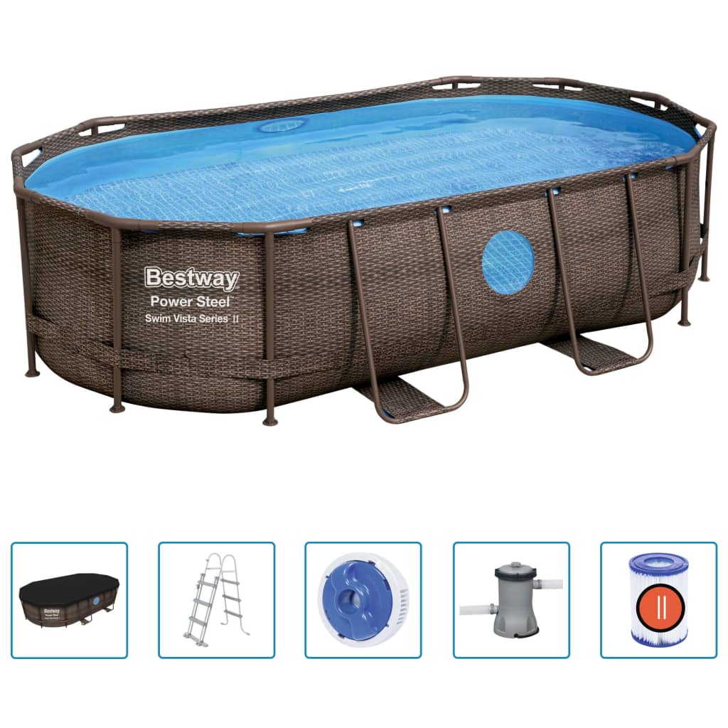 Bestway Set Piscina Power Steel 427x250x100 cm cod 11260