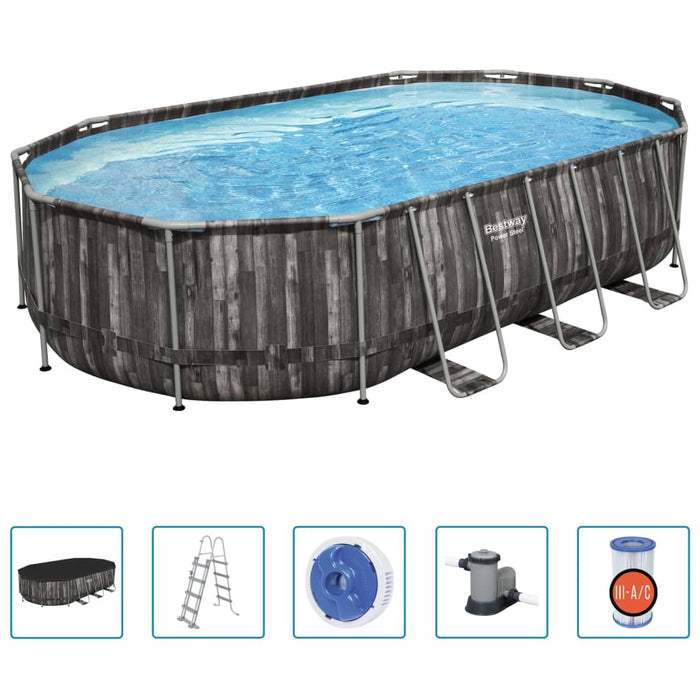 Bestway Set Piscina Ovale Power Steel 488x305x107 cm 92860