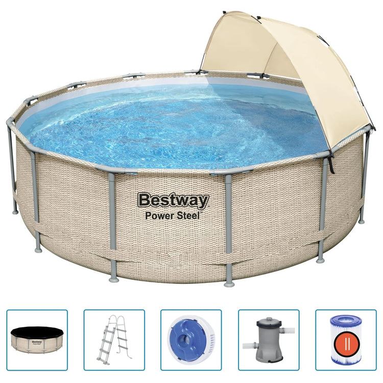 Bestway Set Piscina Power Steel con Baldacchino 396x107 cm 92864