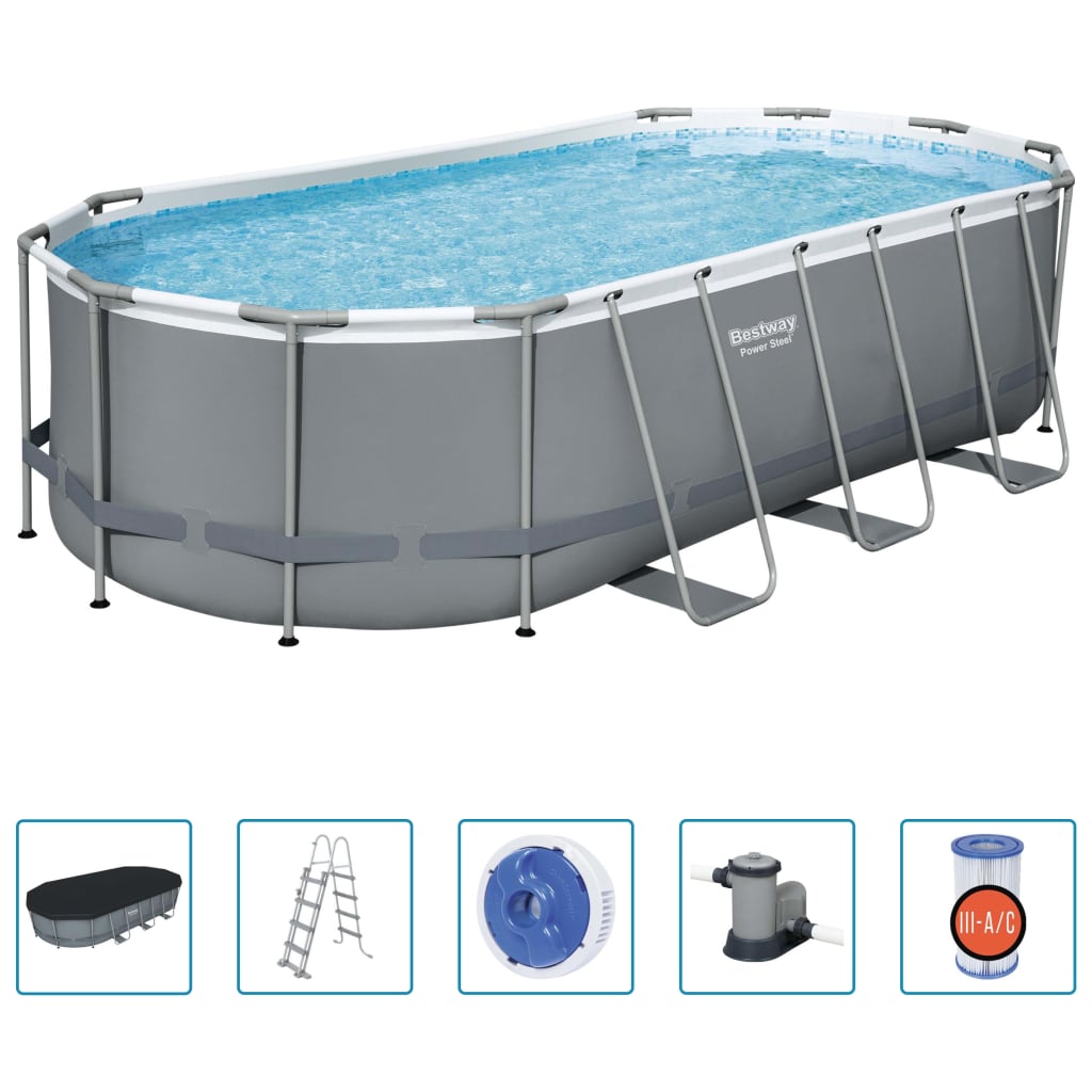 Bestway Piscina Fuori Terra Ovale Power Steel 549x274x122 cm