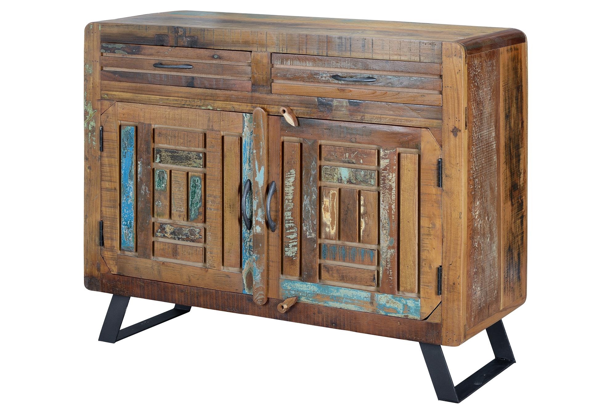 Buffet in legno riciclato multicolore