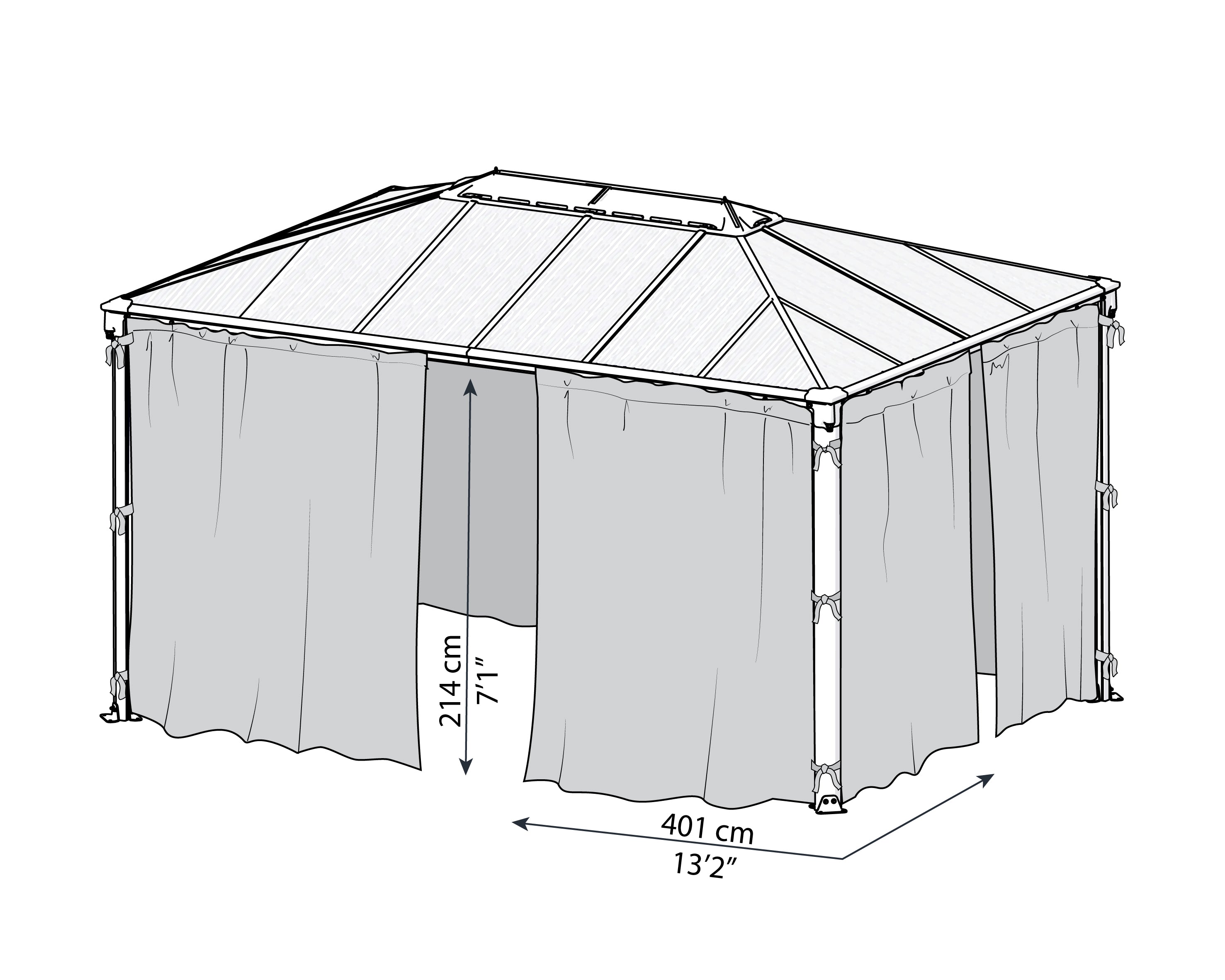 Canopia Set Di Tende Per Gazebo Martinique 4X2.2 m