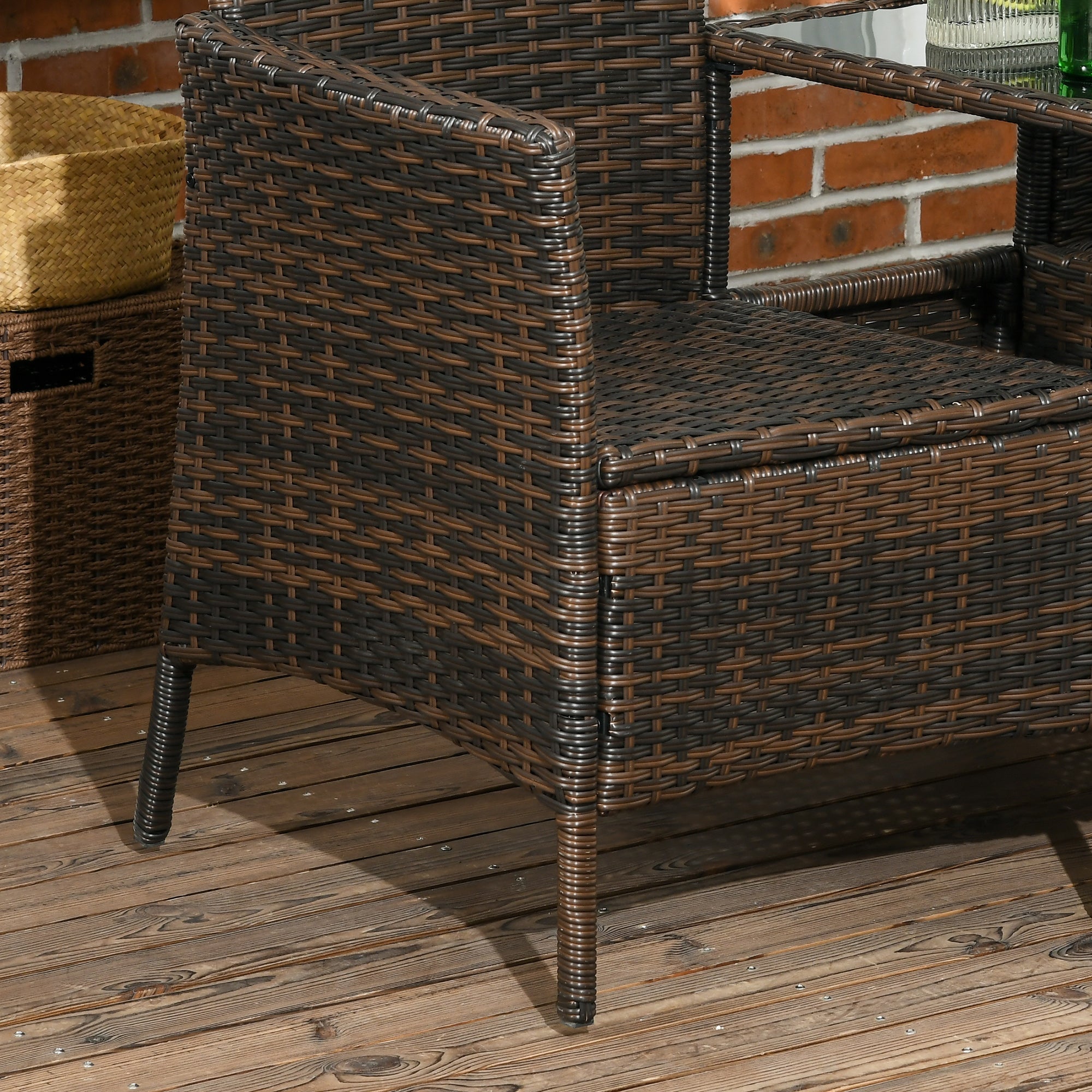 Set 2 Poltrone Moderne con Tavolino Caffè da Giardino 138x60x87 cm in Rattan Marrone