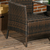 Set 2 Poltrone Moderne con Tavolino Caffè da Giardino 138x60x87 cm in Rattan Marrone