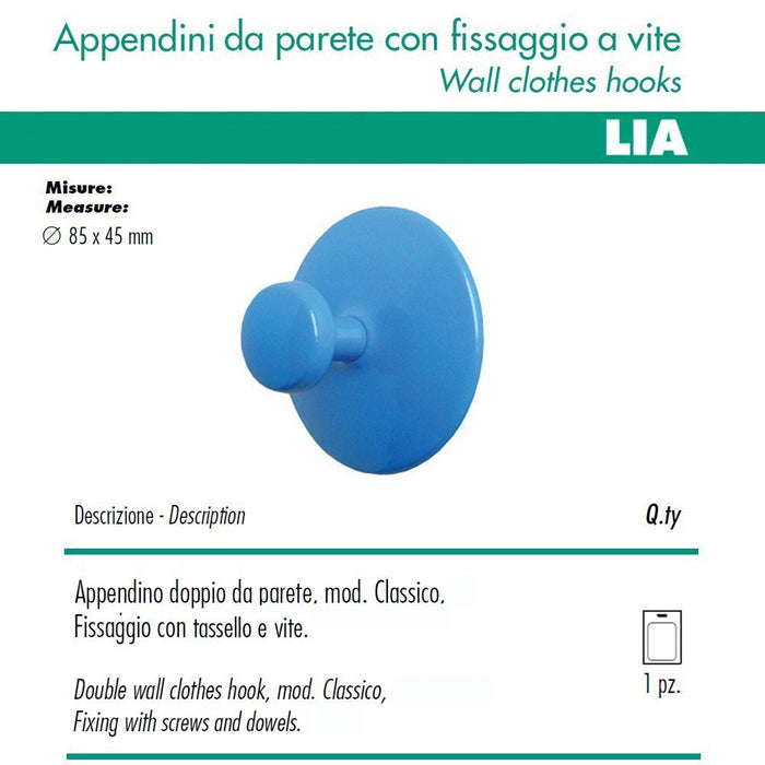 1 appendino da parete classic disco fissaggio a muro azzurro