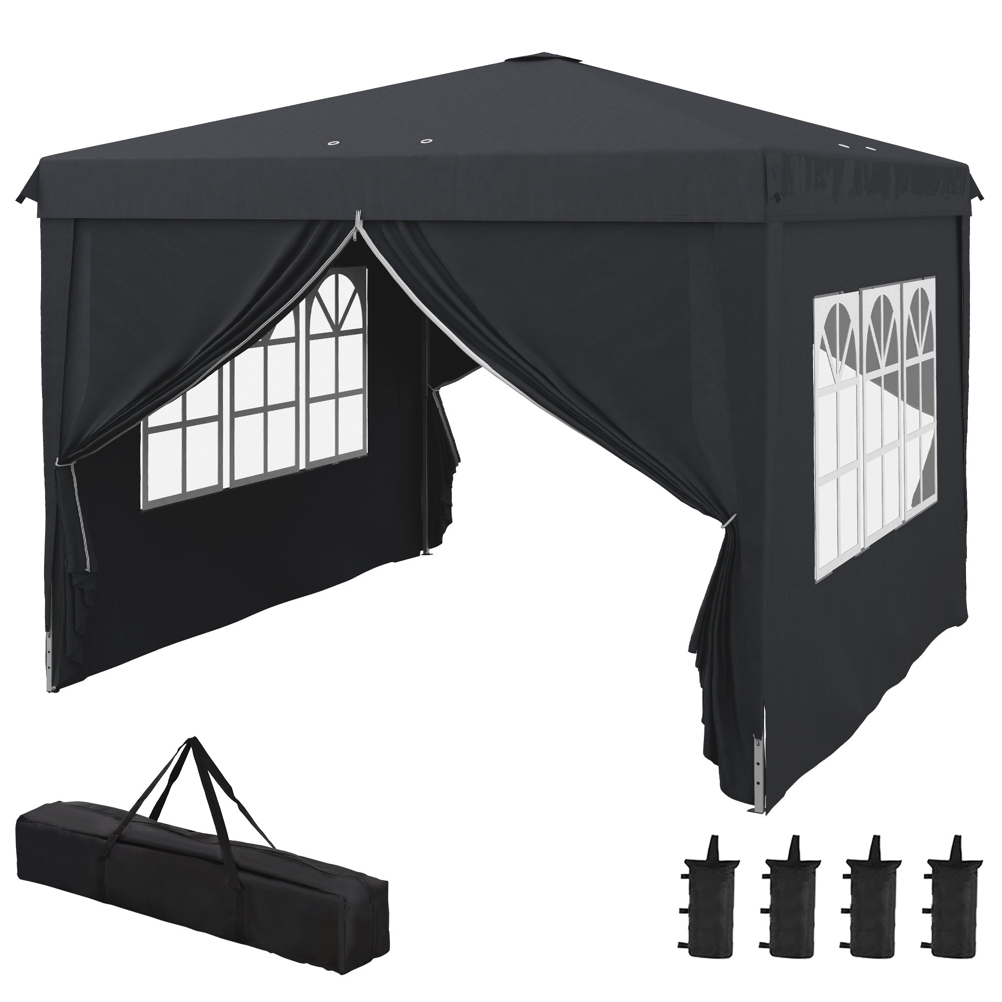 Gazebo Pieghevole 3x3m in Metallo Grigio