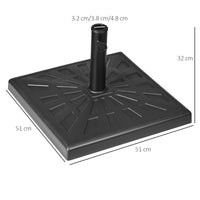 Base per Ombrellone da Giardino Ø32 a Ø48 51x51x32 cm in Resina e Acciaio Nero