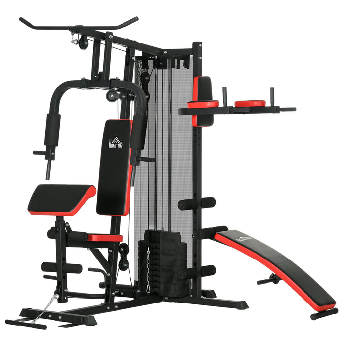 Stazione Fitness Multifunzione 225x175x200 cm in Acciaio e PU Nero