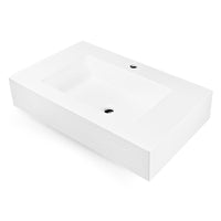 Ogomondo top lavabo sospeso in materiale marmo resina finitura asfalto *** misure 90x46x15 cm, tinta bianco, confezio...