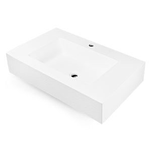 Ogomondo top lavabo sospeso in materiale marmo resina finitura asfalto *** misure 90x46x15 cm, tinta bianco, confezio...