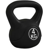 Kettlebell per Allenamento 4 kg in Plastica e Sabbia Nero