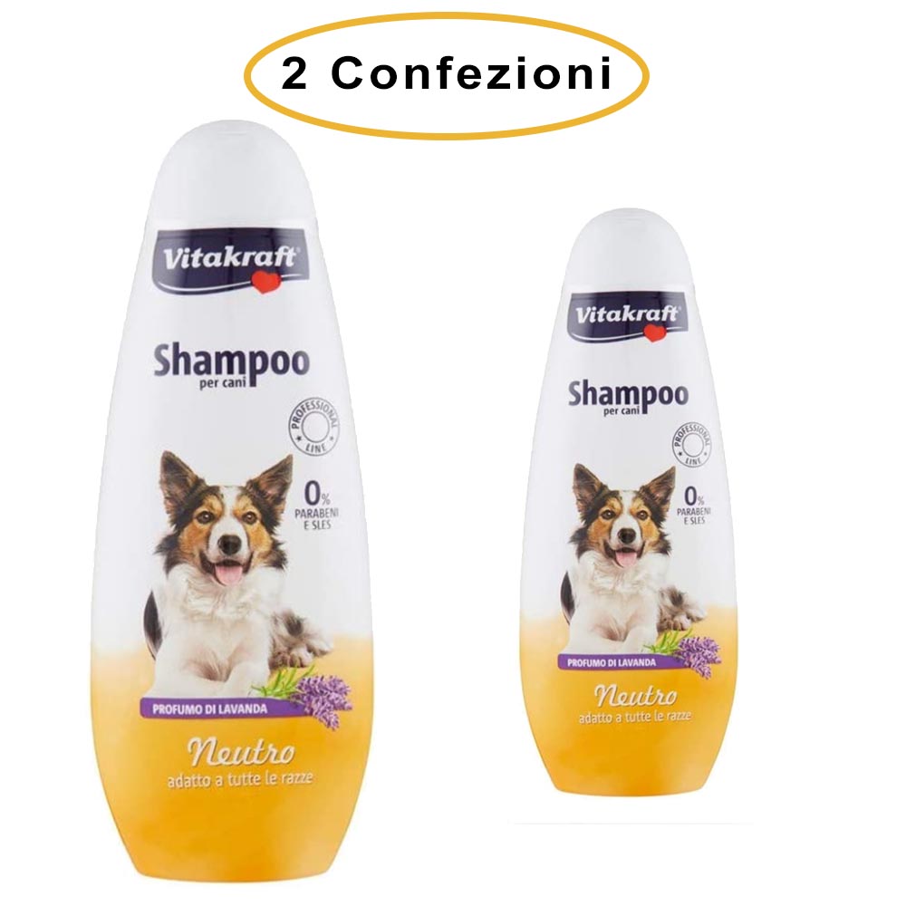 Vitakraft shampoo neutro per cani di tutte le razze profumo lavanda 2 confezioni da 250 ml