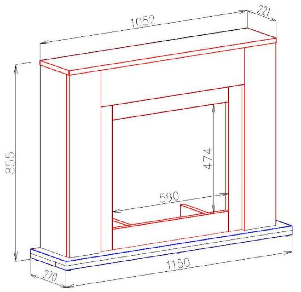 Camino Elettrico da Pavimento 85,5x115x27 cm Effetto Fiamma 1500W Brooklyn & Mars