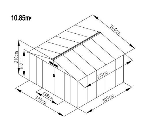 Capanno da Giardino in Metallo 10,85 m² 250x400x200 cm Habitat et Jardin Verde