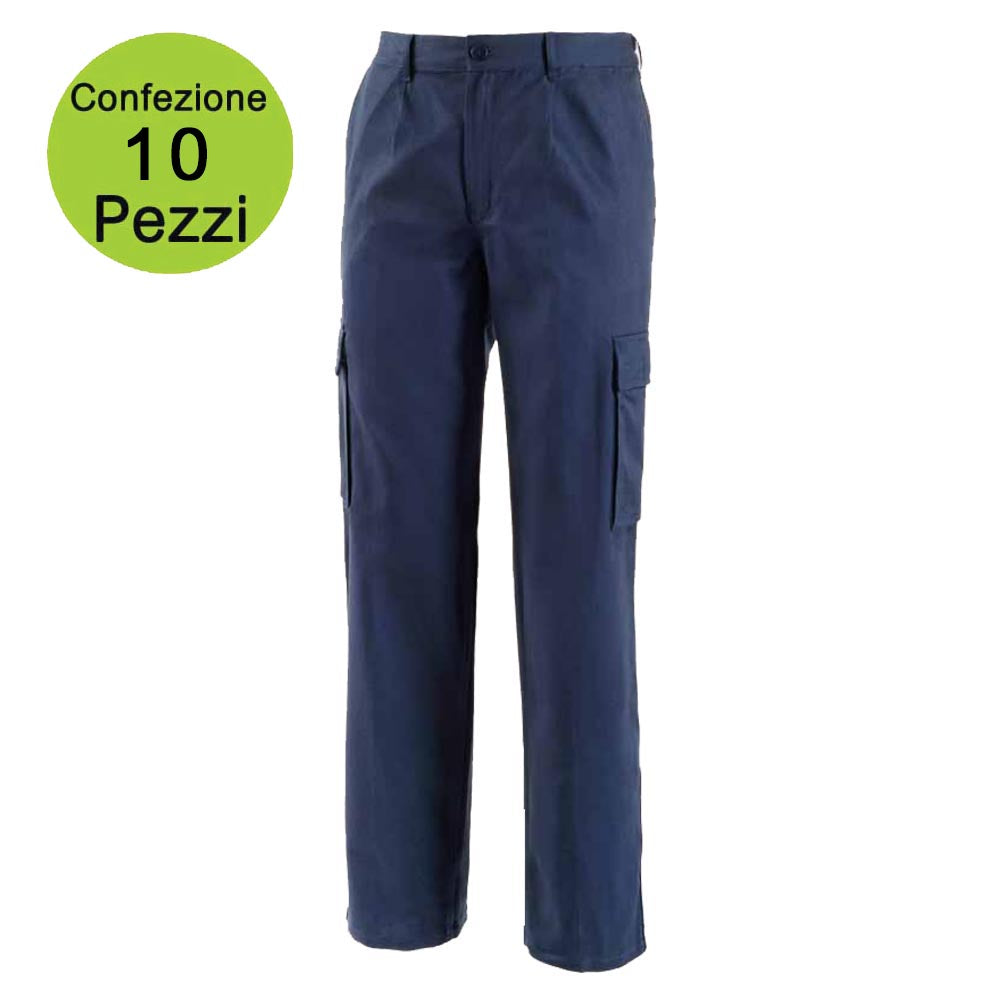 Multipack da 10 pz tg. xxxl pantaloni da lavoro work professional multitasche blu