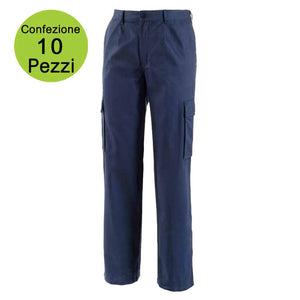 Multipack da 10 pz tg. xxxl pantaloni da lavoro work professional multitasche blu