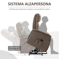 Poltrona Alzapersona Elettrica 1 Motore 75x93x110 cm in Microfibra Marrone