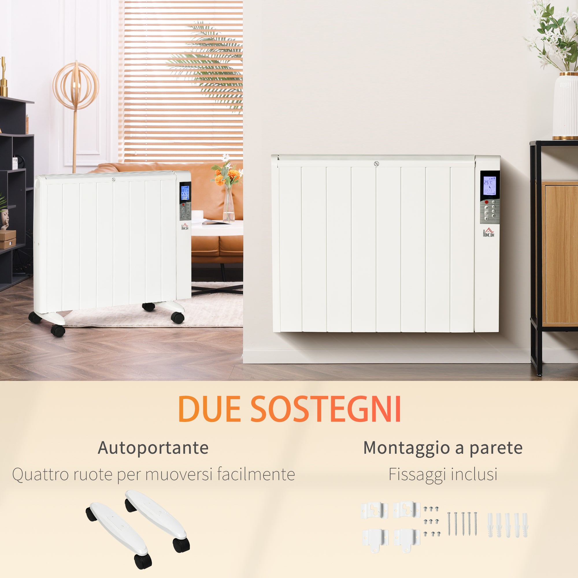 Stufetta Elettrica 2000W 75x31x66,5 cm con Timer e Impostazioni di Calore Bianco