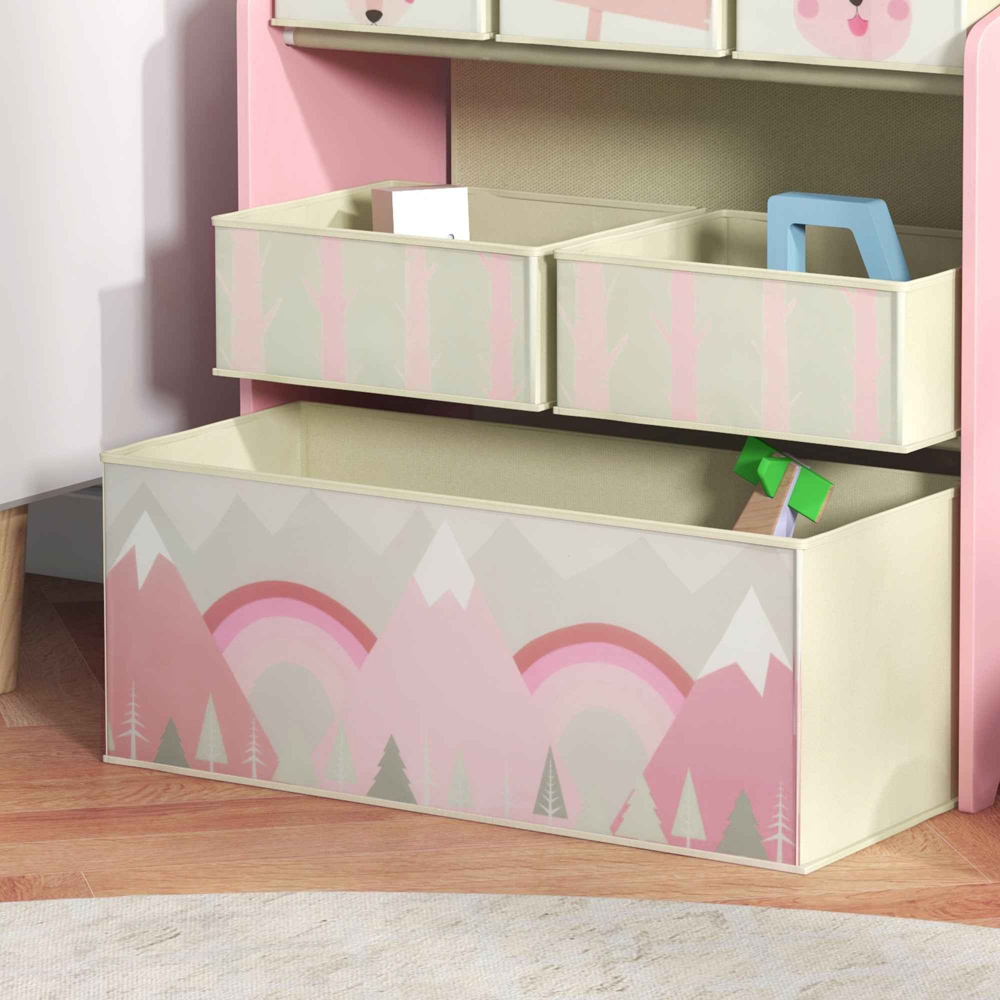 Scaffale Portagiochi per Bambini 63x30x66 cm 6 Contenitore Rimovibili Rosa