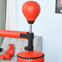 Sacco da Boxe ad Altezza Regolabile 88x48x155-205 cm con Punching Ball e Base Riempibile Rosso e Nero