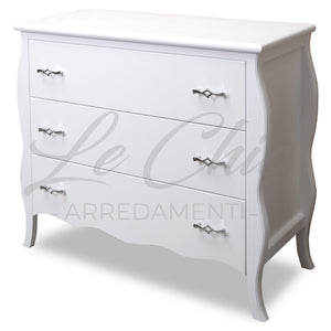 Trittico comò e comodini legno bianco shabby chic