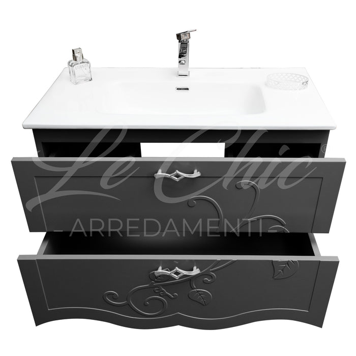 Mobile bagno moderno sospeso luxury nero - 100 cm