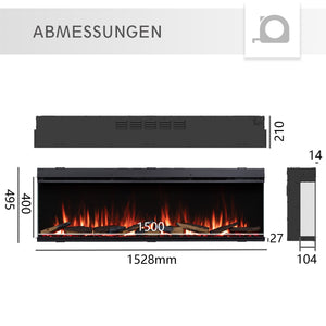 Camino elettrico a inserto Athena 60"| Riscaldamento 1500W, LED, app, crepitio | Telecomando, timer, termostato