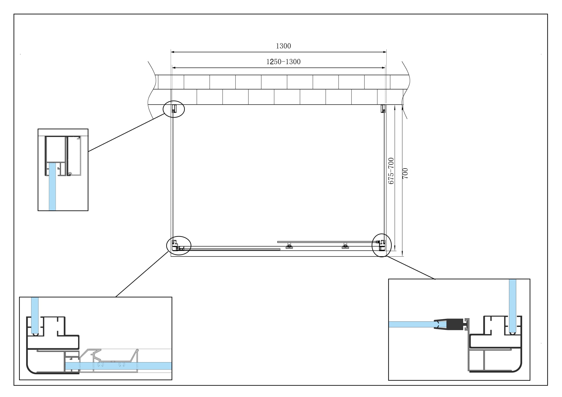 BOX CABINA DOCCIA 3 LATI 2 FISSI E UNO SCORREVOLE 67,5-70x125-130x67,5-70