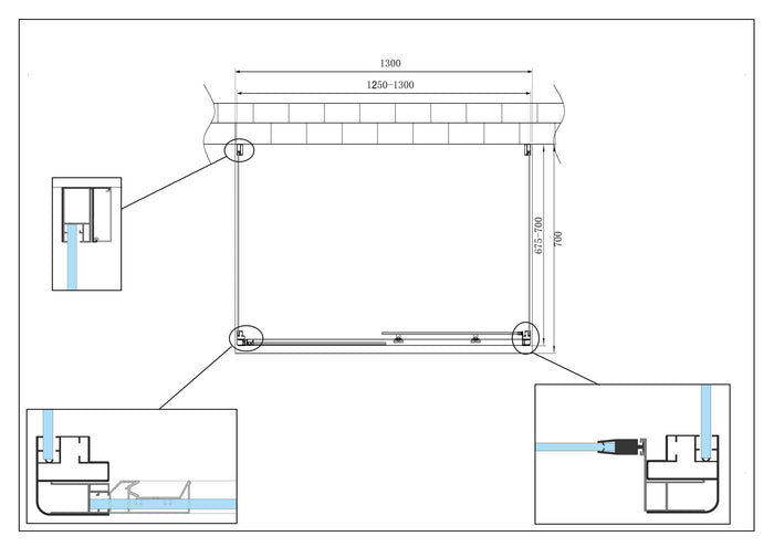 BOX CABINA DOCCIA 3 LATI 2 FISSI E UNO SCORREVOLE 67,5-70x125-130x67,5-70