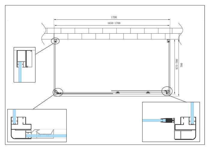 BOX CABINA DOCCIA 3 LATI 2 FISSI E UNO SCORREVOLE 67,5-70x165-170x67,5-70