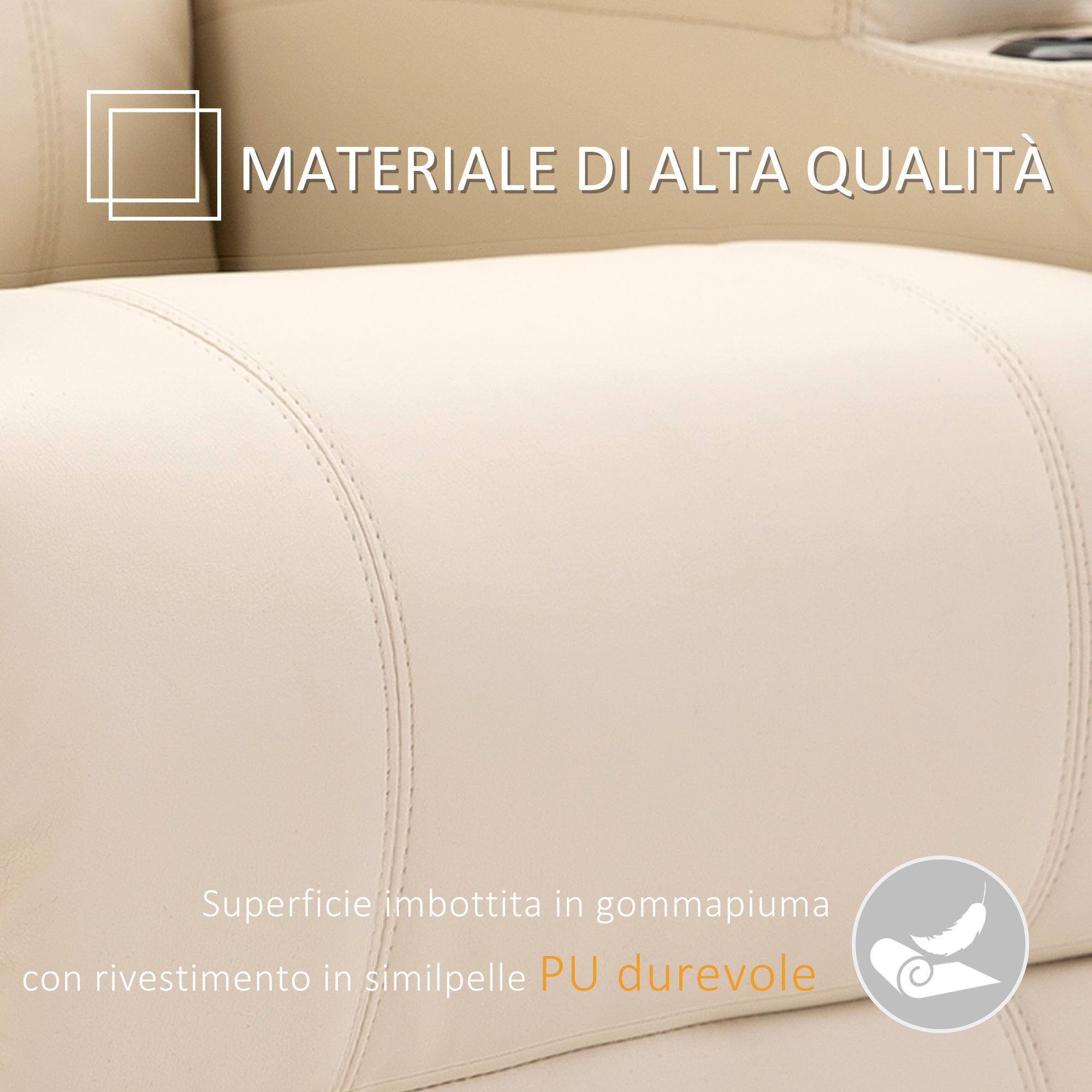 Poltrona Relax Massaggiante 84x92x109 cm in Similpelle Crema