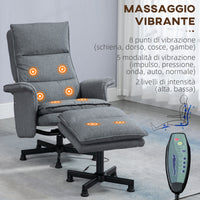 EasyComfort Poltrona Relax Massaggiante con Pouf e Telecomando, 8 Punti Massaggio e 5 Programmi, Grigio