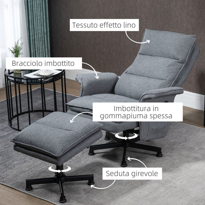 EasyComfort Poltrona Relax Massaggiante con Pouf e Telecomando, 8 Punti Massaggio e 5 Programmi, Grigio