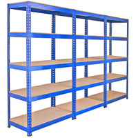 Scaffale in Acciaio Senza Bulloni Q-Rax Blu Largo 90cm per Magazzino e Garage