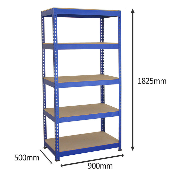 Scaffale in Acciaio Senza Bulloni Q-Rax Blu Largo 90cm per Magazzino e Garage