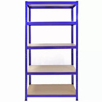 Set 4 Scaffali 5 Ripiani ad Incastro 90x50x180 cm e Martello Piani in MDF Struttura in Acciaio Blu