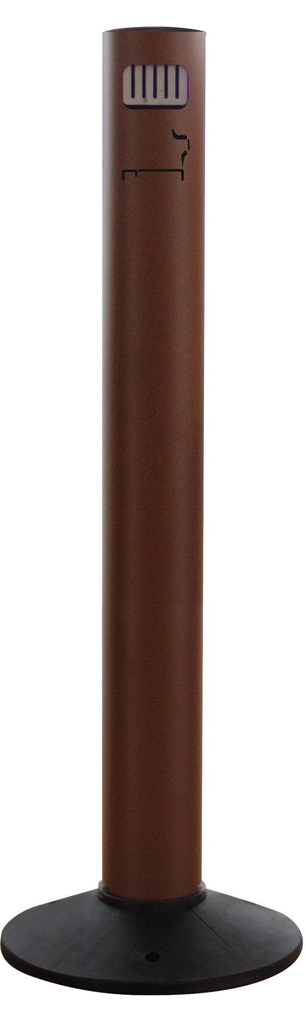 Posacenere a Colonna Ø 11,5/33,5x102 cm in Alluminio Verniciato con Contenitore Interno  Marrone