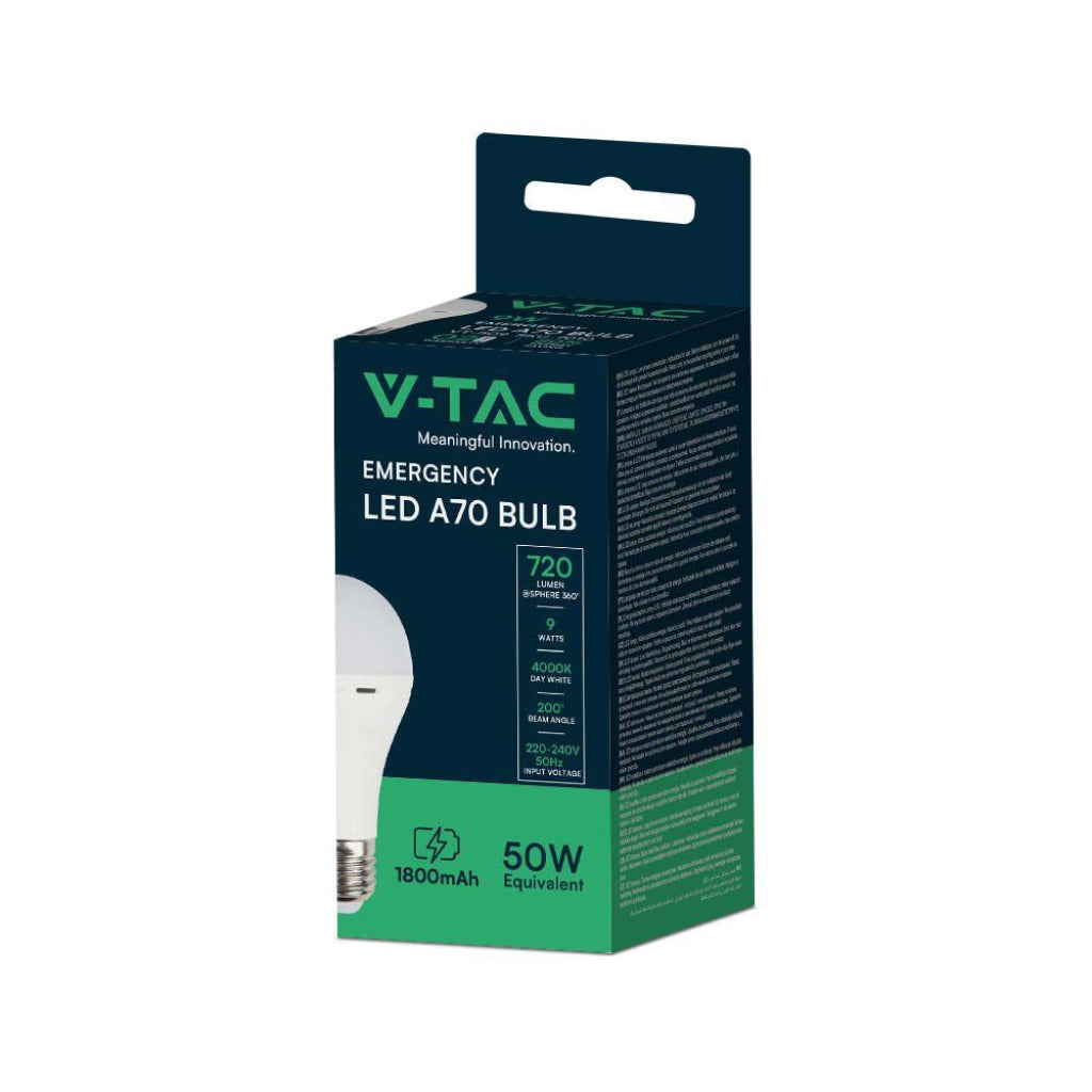 Bulbo LED - Lampada di emergenza in plastica E27 9W E27 A70 4000K