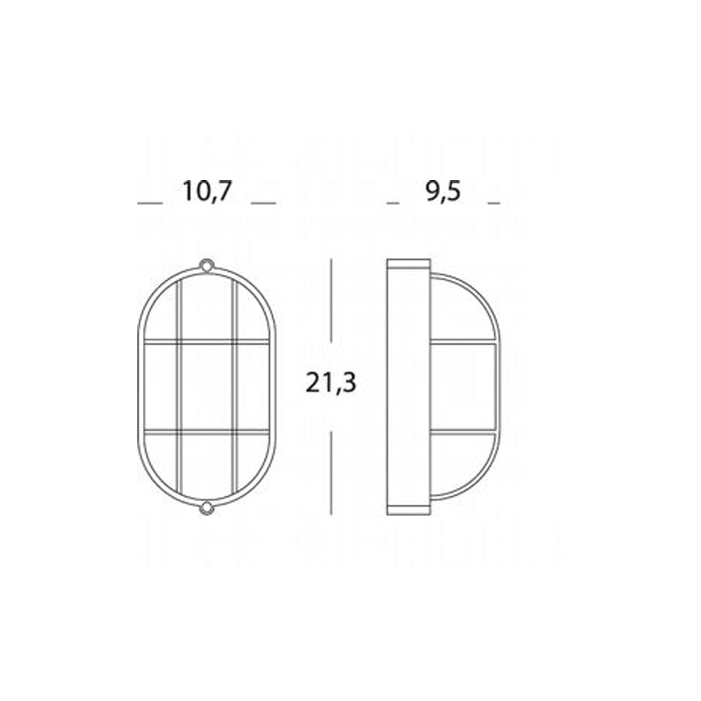 Applique Da Esterno Industriale Ovale Alluminio E Vetro Bianco 1 Luce E27