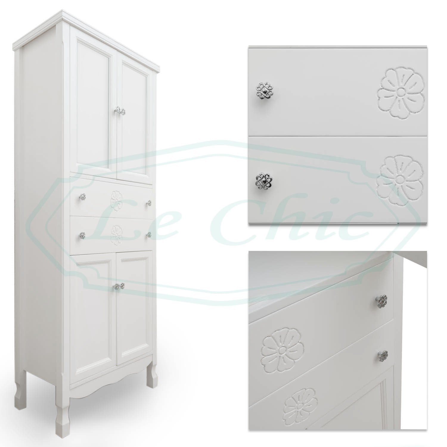 Colonna da bagno in legno bianco shabby