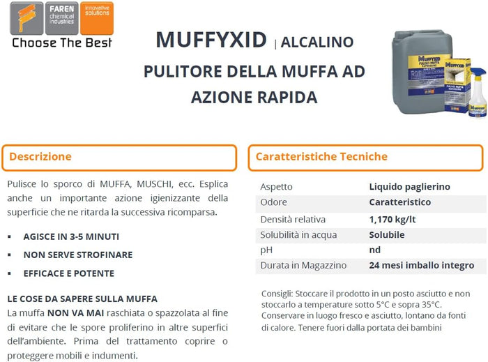 Kit 6 pz Mufficida spray Faren Muffyxid elimina muffe muschi alghe antimuffa rimuovi macchie