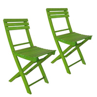 Set 2 Sedie Pieghevoli in Legno Basic Verde Acido