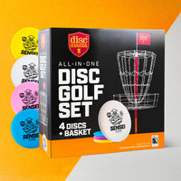 Set Disc Golf con Canestro Basket e 4 Dischi Multicolore