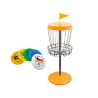 Set Mini Disc Golf Portatile H80 cm con  5 Mini Dischi Ø10 cm Giallo