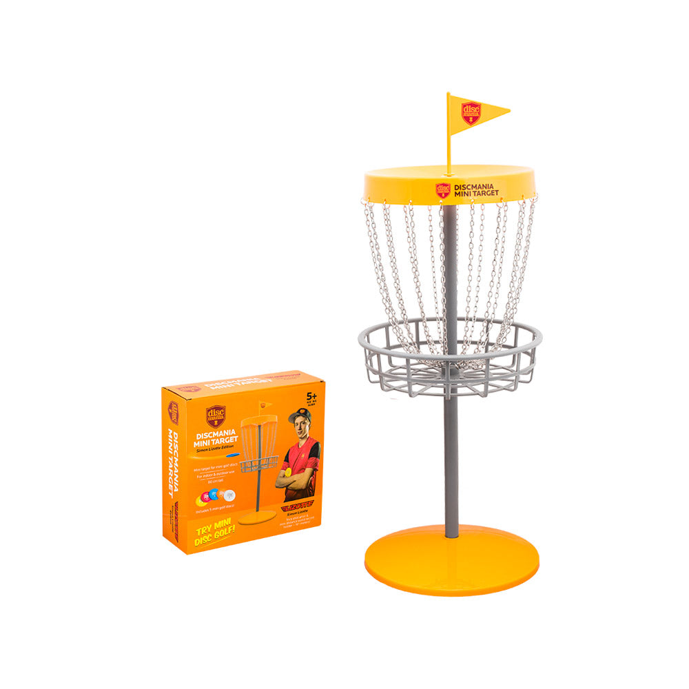 Set Mini Disc Golf Portatile H80 cm con  5 Mini Dischi Ø10 cm Giallo