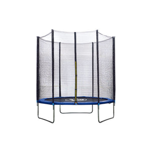 Trampolino Tappeto Elastico ⌀183x200 cm in Acciaio con Rete di Protezione Nero e Blu